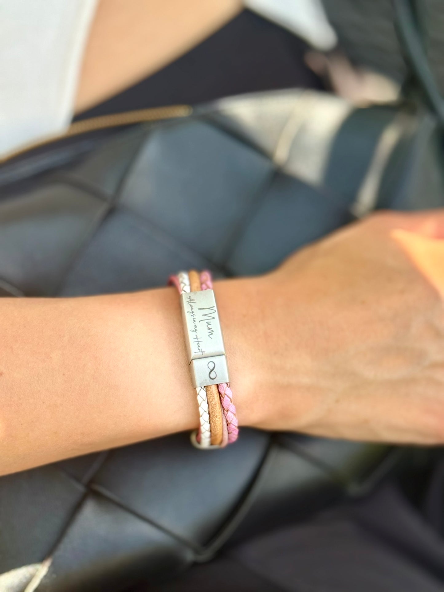 Personalised Pink Memorial Mixed Wrap Urn Bracelet