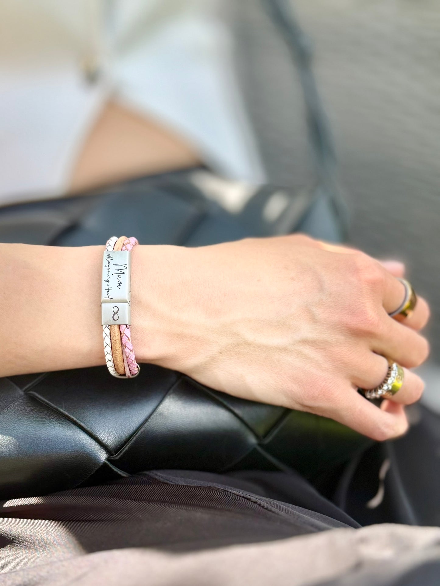 Personalised Pink Memorial Mixed Wrap Urn Bracelet