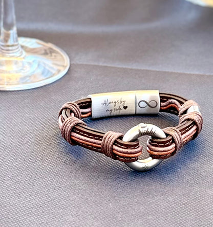Distressed Brown Leather Urn Bracelet for Ashes