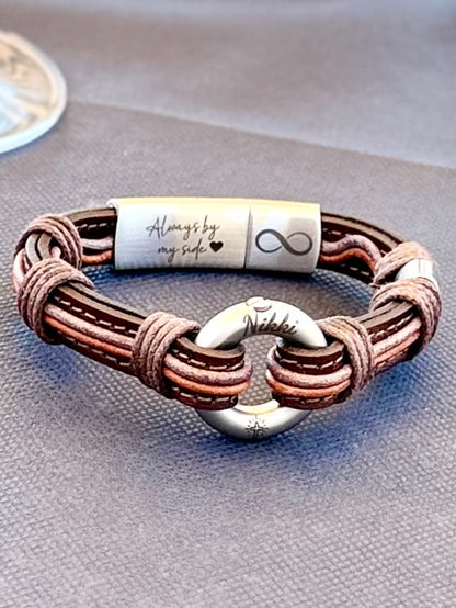 Distressed Brown Leather Urn Bracelet for Ashes