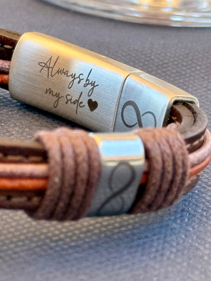 Distressed Brown Leather Urn Bracelet for Ashes
