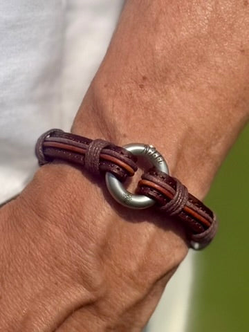 Distressed Brown Leather Urn Bracelet for Ashes