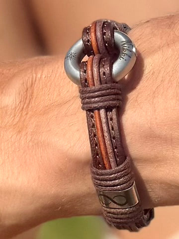 Distressed Brown Leather Urn Bracelet for Ashes