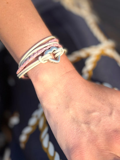 Pink & Silver Personalised Pet Memorial Wrap Bracelet - Cremation Ash Urn Jewellery for Sympathy and Remembrance