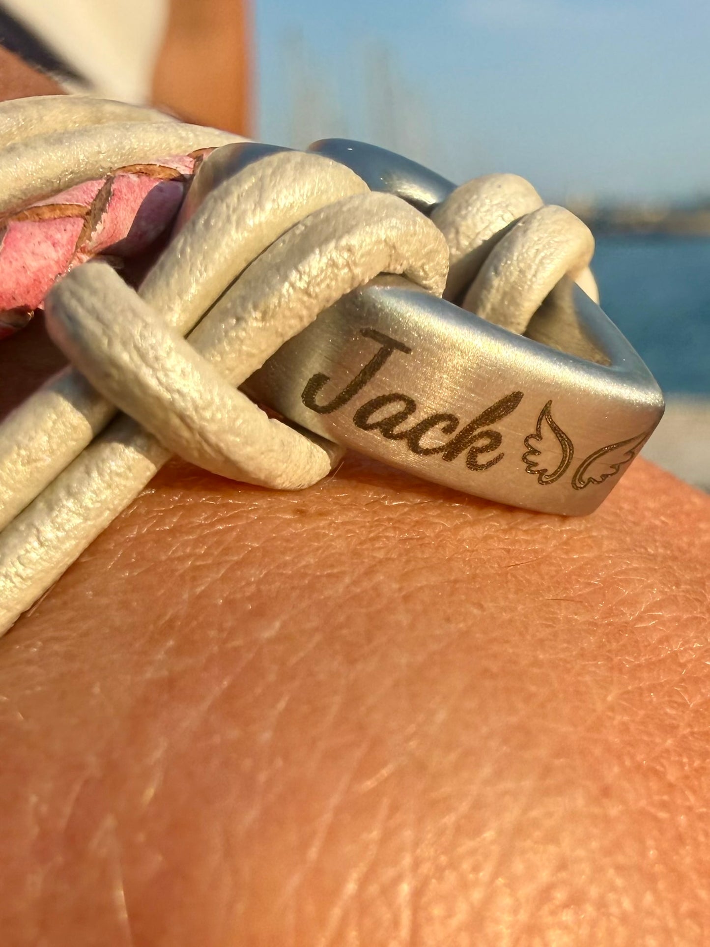 Pink & Silver Personalised Pet Memorial Wrap Bracelet - Cremation Ash Urn Jewellery for Sympathy and Remembrance
