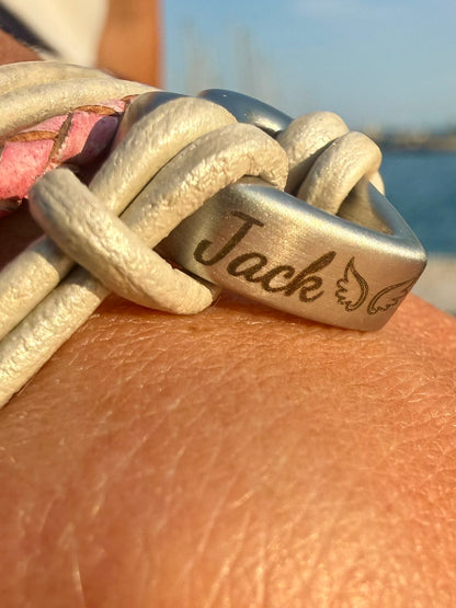 Pink & Silver Personalised Pet Memorial Wrap Bracelet - Cremation Ash Urn Jewellery for Sympathy and Remembrance