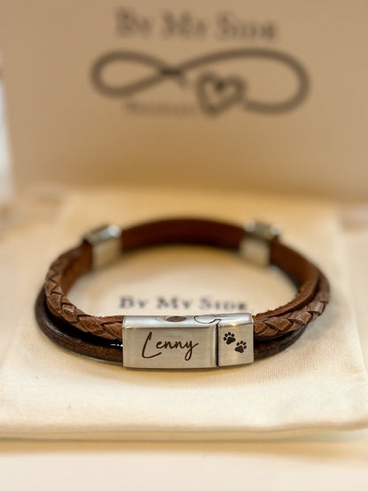 Personalised Men's Brown Memorial Mixed Wrap Urn Bracelet