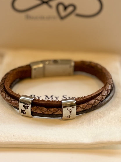 Personalised Men's Brown Memorial Mixed Wrap Urn Bracelet