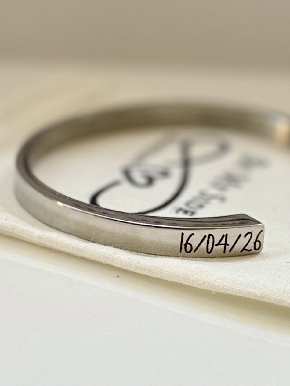 Personalised Memorial Ashes Bangle – Stainless Steel Keepsake Bracelet
