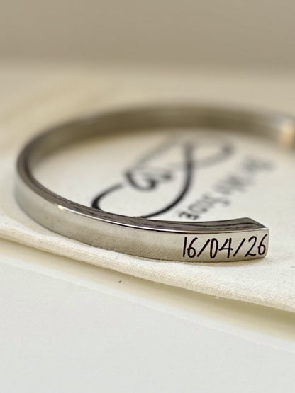 Personalised Memorial Ashes Bangle – Stainless Steel Keepsake Bracelet