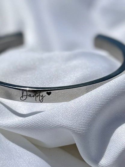 Personalised Memorial Ashes Bangle – Stainless Steel Keepsake Bracelet