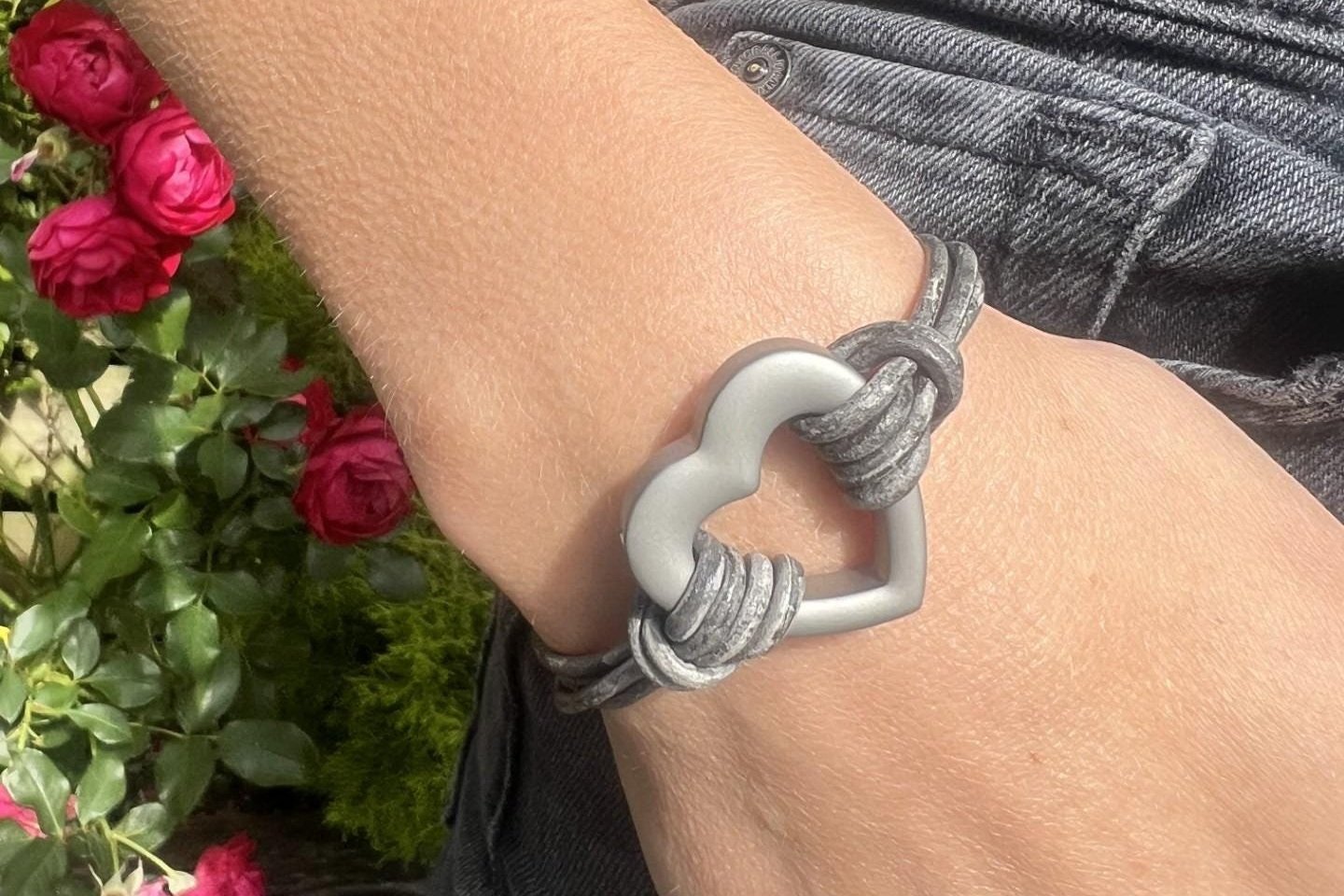 Metallic Silver Heart Urn Bracelet for Ashes