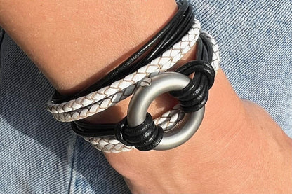 Black and White Braided  Urn Bracelet