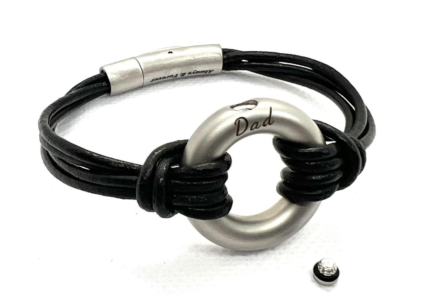 Black Round Urn Bracelet for Ashes
