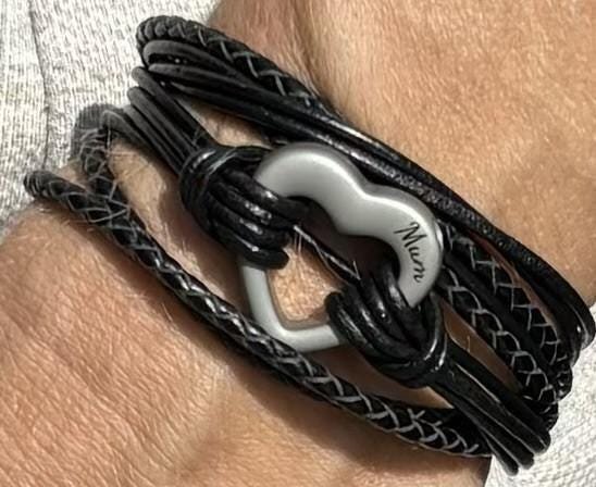 Black Heart Urn Wrap Bracelet for Ashes