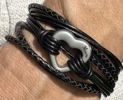 Black Heart Urn Wrap Bracelet for Ashes