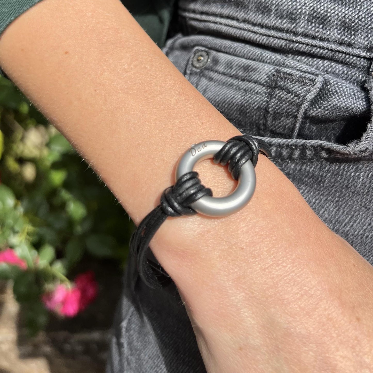Black Round Urn Bracelet for Ashes