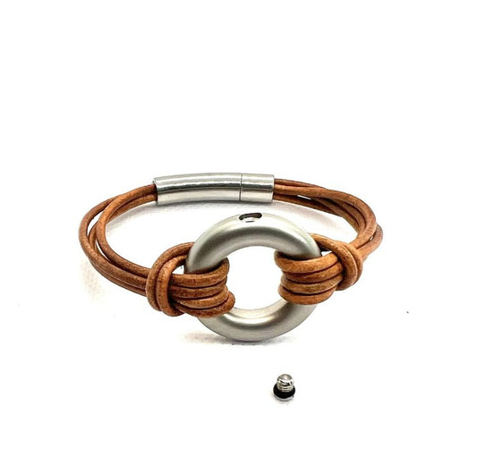 Brown Round Urn Bracelet for Ashes