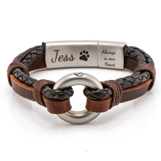 Antique Brown Memorial Leather Bracelet Keepsake with Mini Urn for Ashes, Urn Bracelet