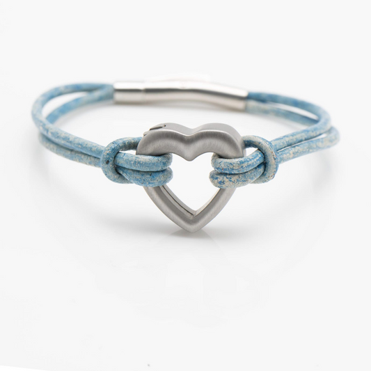 Personalised Blue Heart Bracelet: Pet Memorial Urn Jewellery for Ashes - Sympathy Gift for Loss