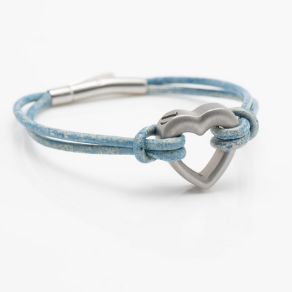 Personalised Blue Heart Bracelet: Pet Memorial Urn Jewellery for Ashes - Sympathy Gift for Loss