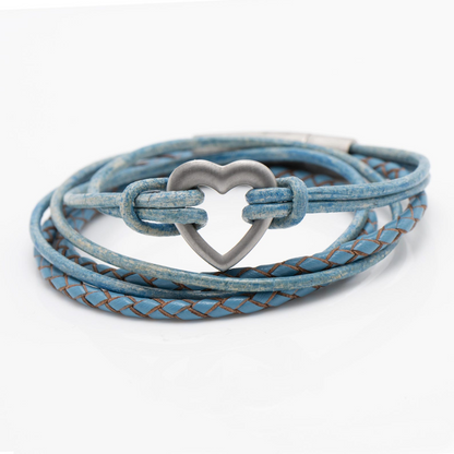 Custom Blue Heart Pet Memorial Bracelet: Handmade Ashes Urn Jewellery for Sympathy & Remembrance