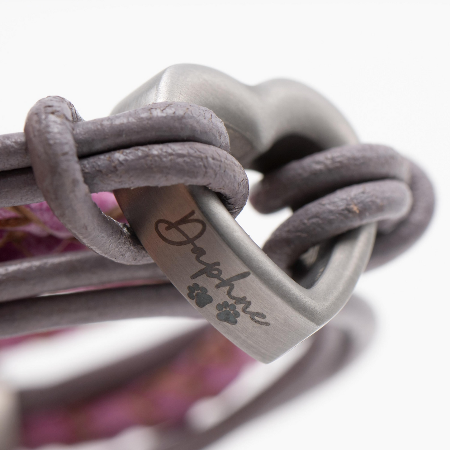 Personalised Silver & Black Heart Wrap Bracelet: Pet Memorial Ashes Urn Jewellery Sympathy Gift