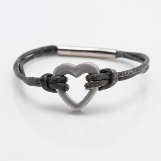 Metallic Black Heart Memorial Bracelet: Personalised Pet Ashes Urn Jewellery