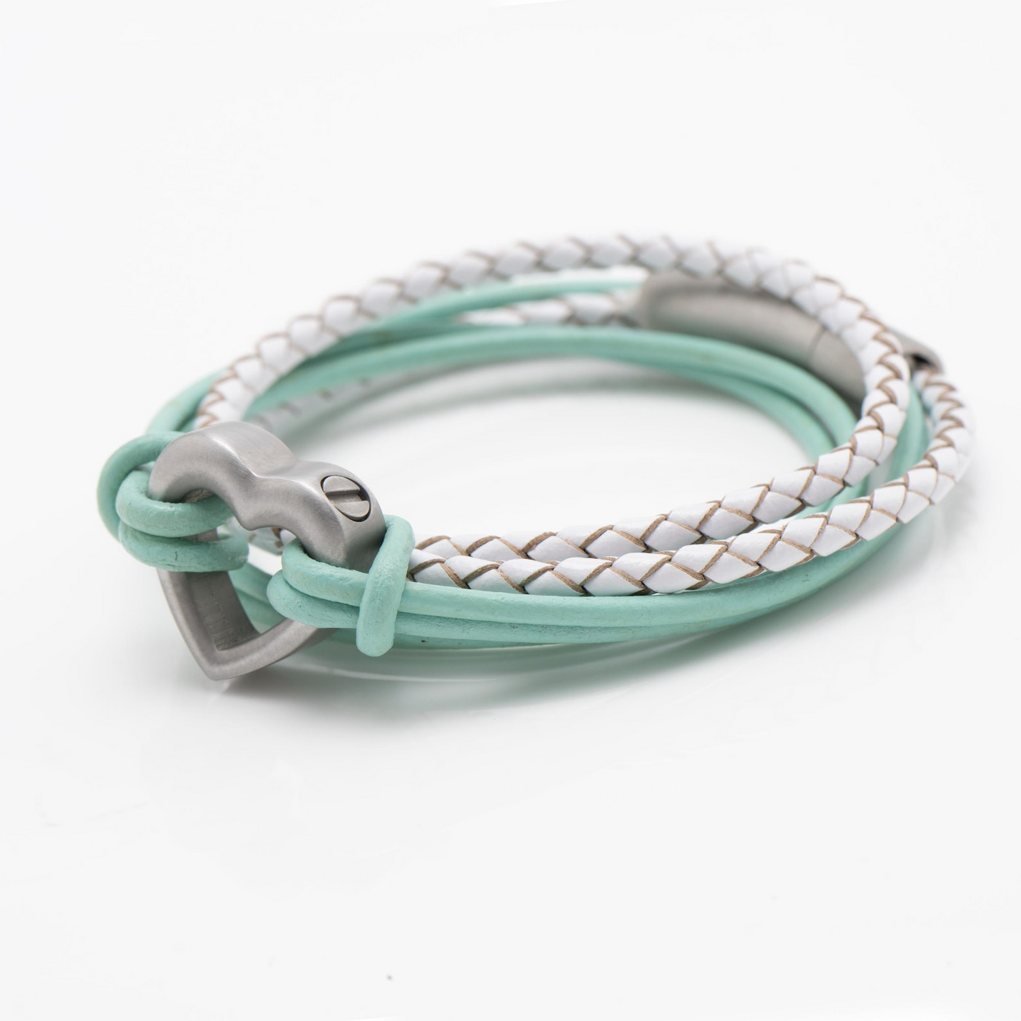 Customisable Green & White Braided Heart Bracelet - Pet Memorial Ashes Urn Jewellery Sympathy Gift