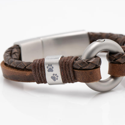 Men's Round Brown Leather Ashes Bracelet with Urn Clasp, photo 17