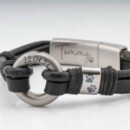 Men's Round Brown Leather Ashes Bracelet with Urn Clasp, photo 16