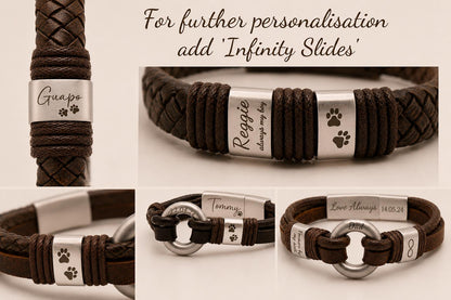 Men's Round Brown Leather Ashes Bracelet with Urn Clasp, photo 13