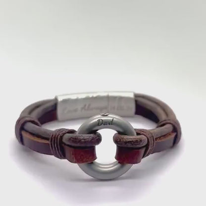 Brown Leather Urn Bracelet for Ashes