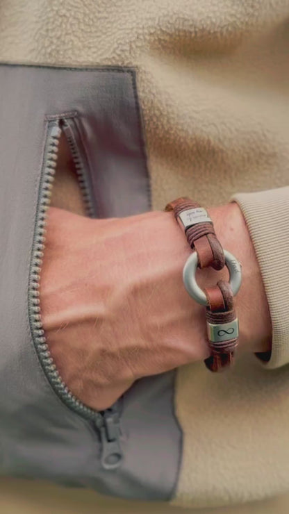 Engraved Leather Memorial Bracelet Keepsake for Ashes, Urn Bracelet
