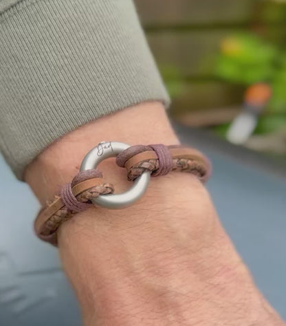 Brown Mixed Leather Urn Bracelet for Ashes