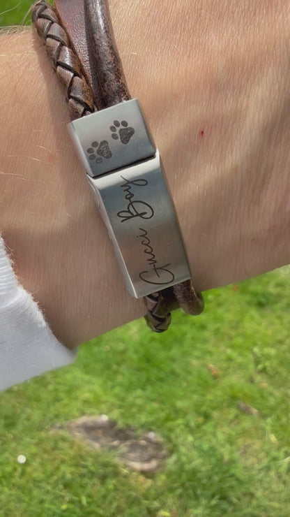 Personalised Men's Memorial Mixed Wrap Urn Bracelet