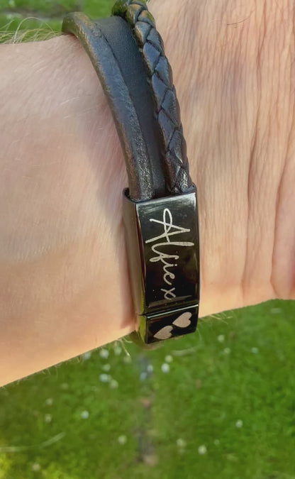 Personalised Unisex Black Memorial Mixed Wrap Urn Bracelet