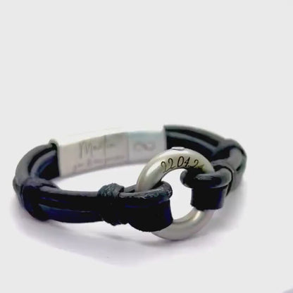 Engraved Leather Memorial Bracelet Keepsake for Ashes, Urn Bracelet