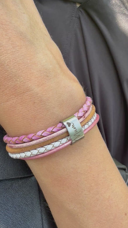 Personalised Pink Memorial Mixed Wrap Urn Bracelet