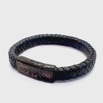 Black Leather Urn Clasp Bracelet