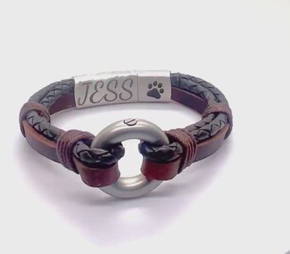 Antique Brown Memorial Leather Bracelet Keepsake with Mini Urn for Ashes, Urn Bracelet