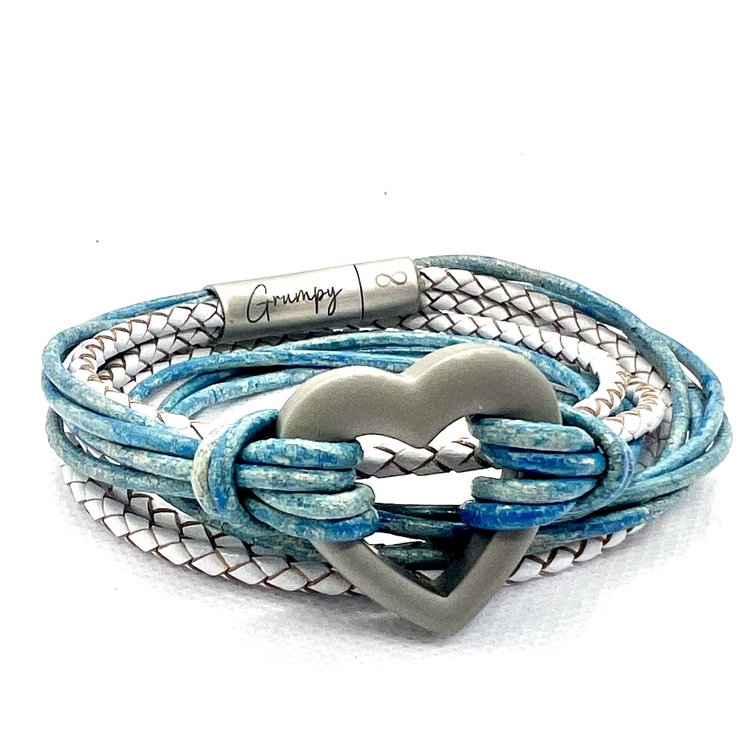 Blue and White Heart Urn Bracelet for Ashes