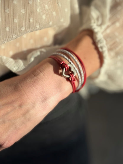 Red and White Personalised Heart Wrap Bracelet: Pet Memorial Urn Jewellery for Ashes, Sympathy Gift