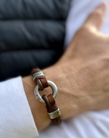 Antique Brown Memorial Leather Bracelet Keepsake with Mini Urn for Ashes, Urn Bracelet