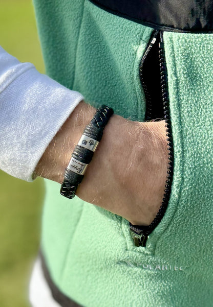 Black Leather Urn Clasp Bracelet