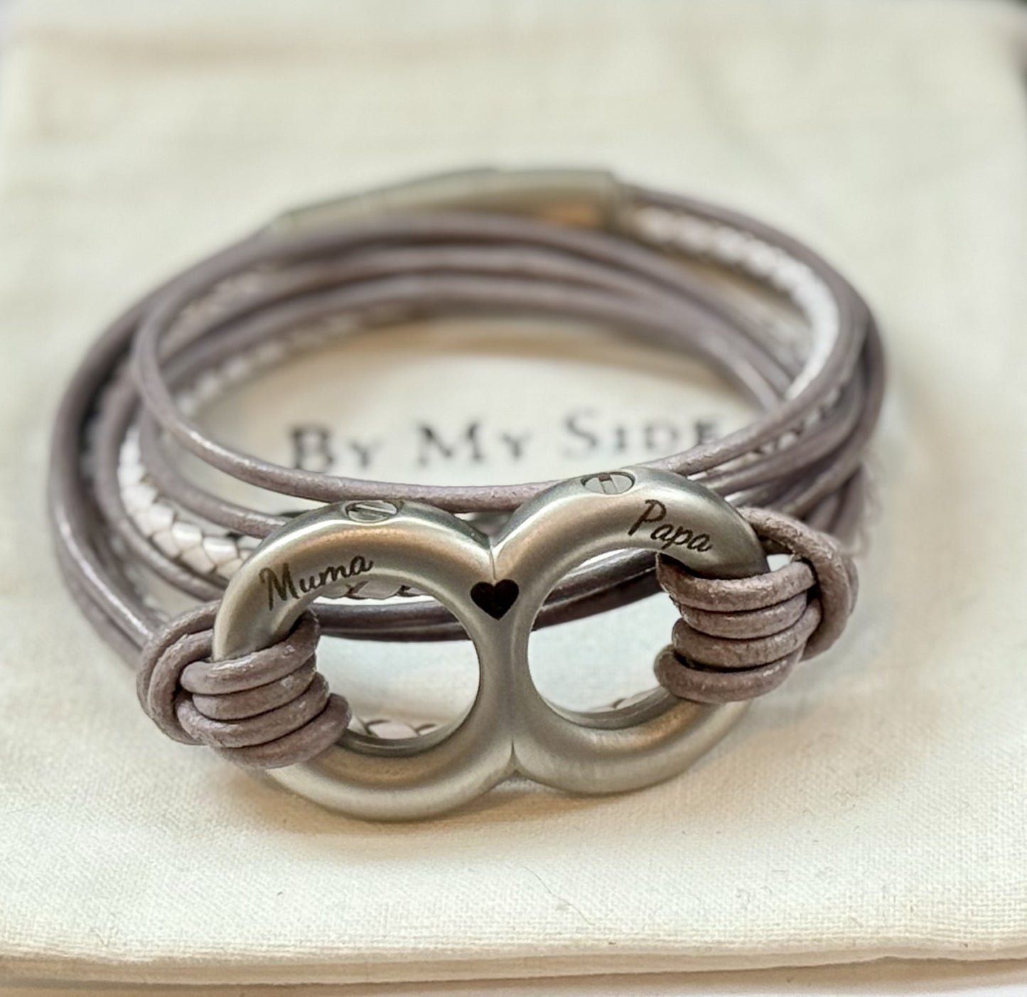 Taupe and White Doubled Urn Bracelet for Ashes