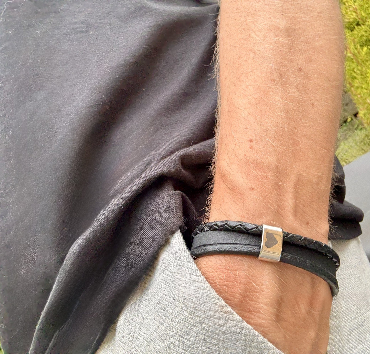 Personalised Unisex Black Memorial Mixed Wrap Urn Bracelet