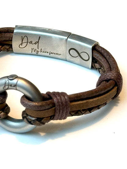 Brown Mixed Leather Urn Bracelet for Ashes
