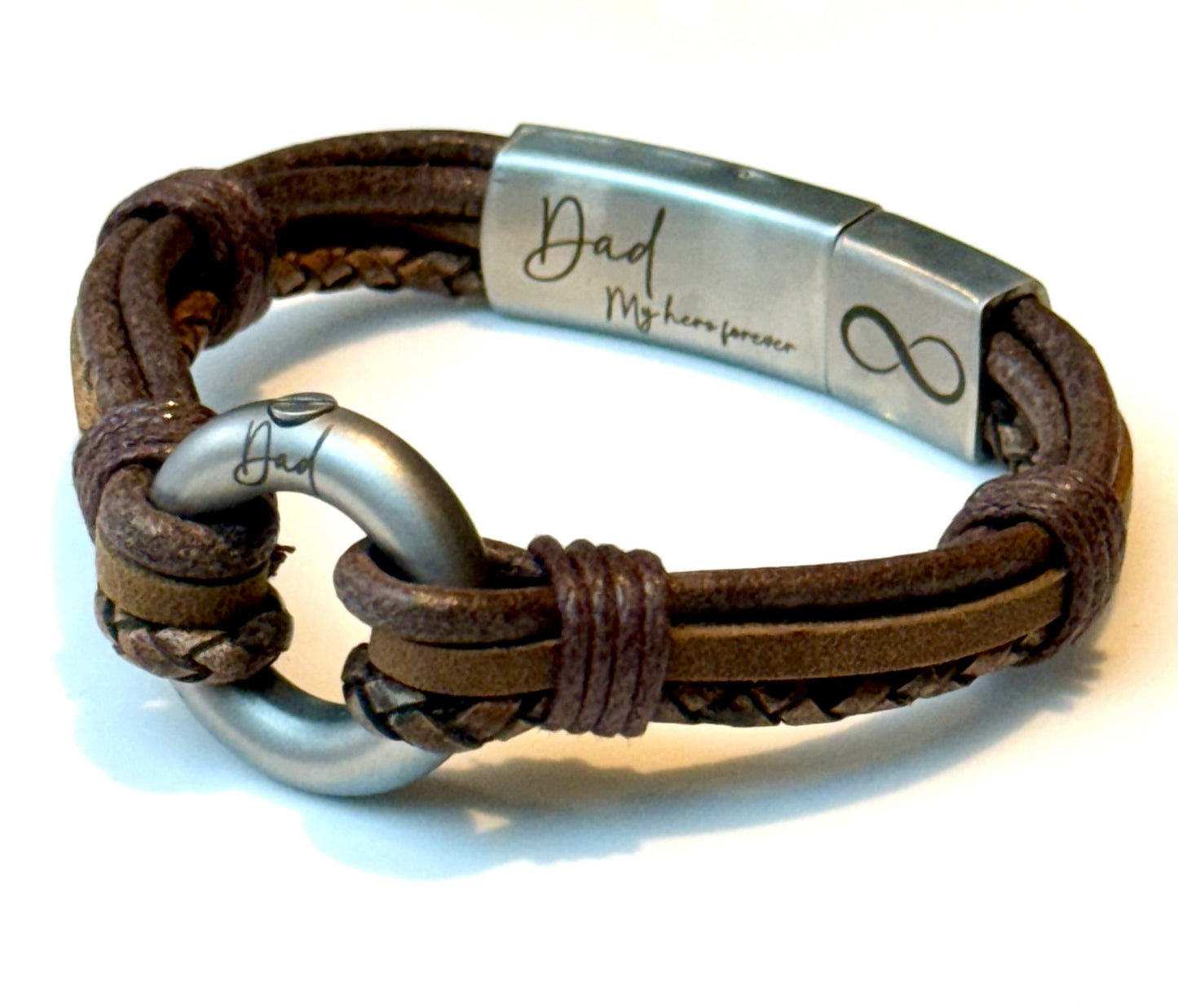 Brown Mixed Leather Urn Bracelet for Ashes