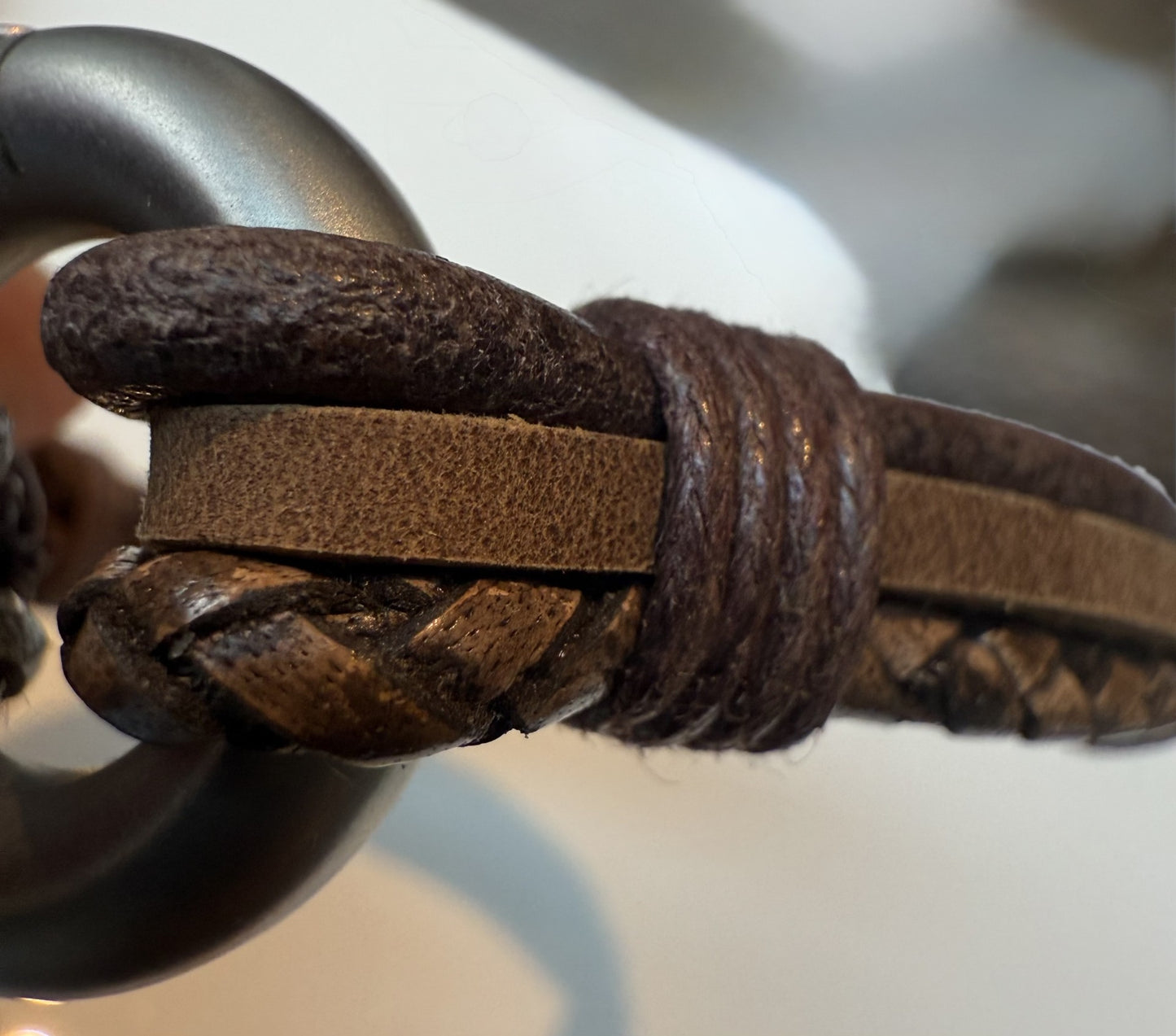 Brown Mixed Leather Urn Bracelet for Ashes